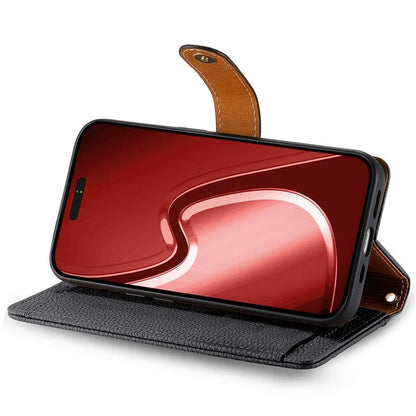 For iPhone 16 Pro Case RFID Blocking Zipper Pocket Leather Wallet Phone Cover
