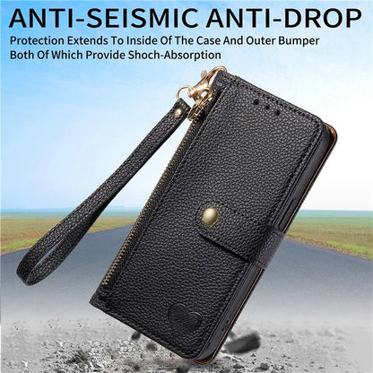 For iPhone 16 Pro Case RFID Blocking Zipper Pocket Leather Wallet Phone Cover