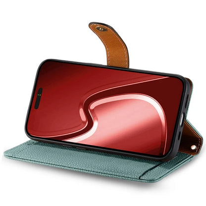 For iPhone 16 Pro Case RFID Blocking Zipper Pocket Leather Wallet Phone Cover