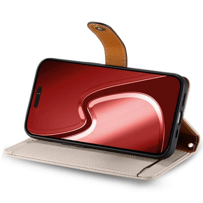 For iPhone 16 Pro Case RFID Blocking Zipper Pocket Leather Wallet Phone Cover