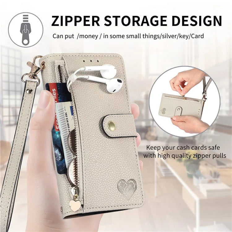 For iPhone 16 Pro Case RFID Blocking Zipper Pocket Leather Wallet Phone Cover