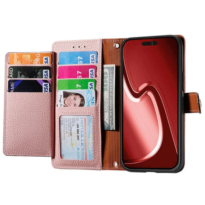 For iPhone 16 Pro Case RFID Blocking Zipper Pocket Leather Wallet Phone Cover