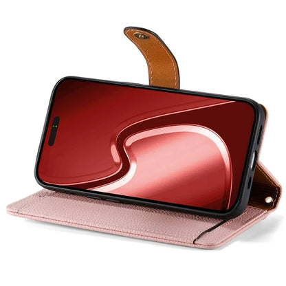 For iPhone 16 Pro Case RFID Blocking Zipper Pocket Leather Wallet Phone Cover