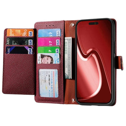 For iPhone 16 Pro Case RFID Blocking Zipper Pocket Leather Wallet Phone Cover