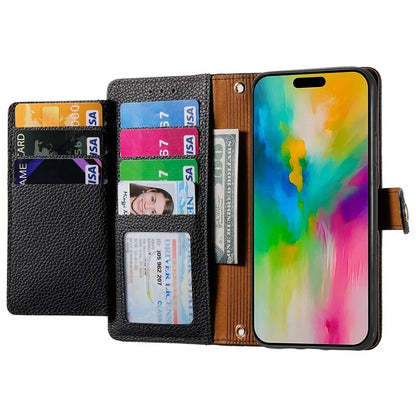 For iPhone 16 Plus Case RFID Blocking Zipper Pocket Leather Wallet Phone Cover