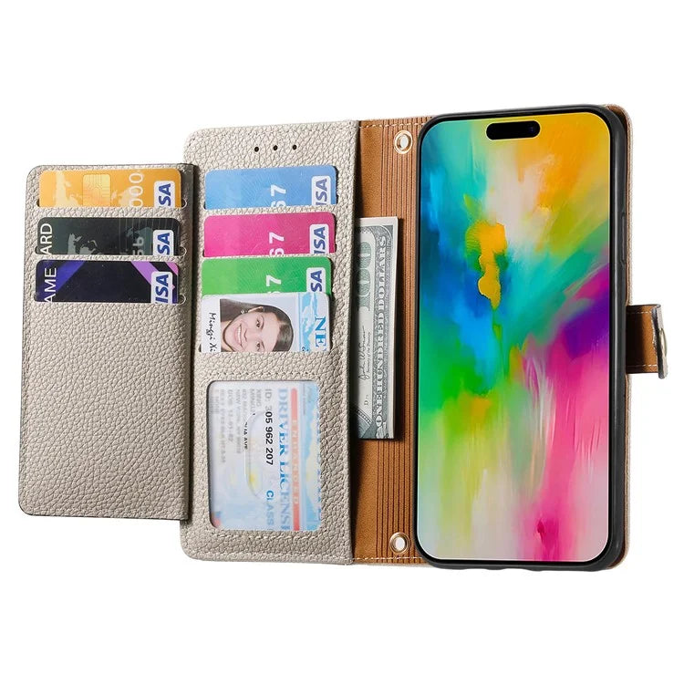 For iPhone 16 Plus Case RFID Blocking Zipper Pocket Leather Wallet Phone Cover