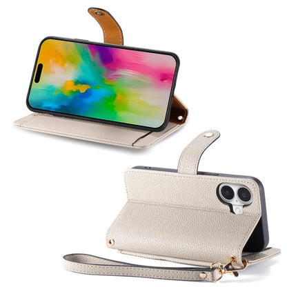 For iPhone 16 Plus Case RFID Blocking Zipper Pocket Leather Wallet Phone Cover