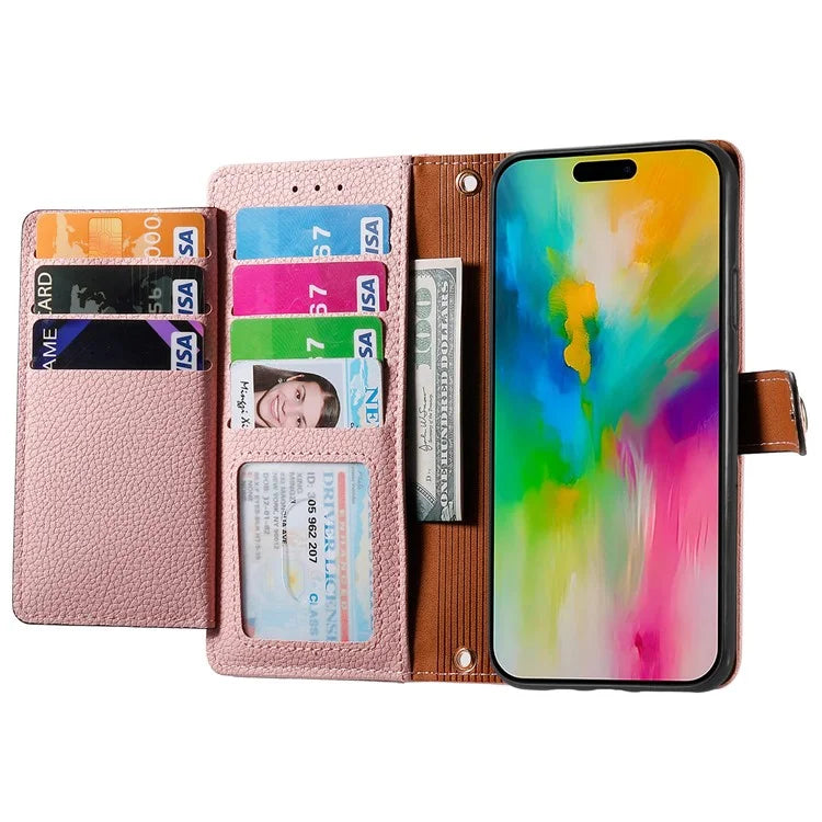 For iPhone 16 Plus Case RFID Blocking Zipper Pocket Leather Wallet Phone Cover