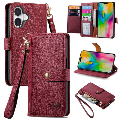 For iPhone 16 Plus Case RFID Blocking Zipper Pocket Leather Wallet Phone Cover