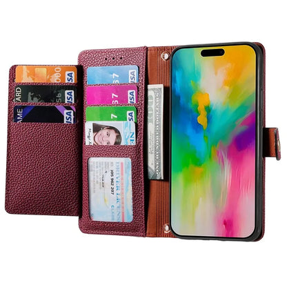 For iPhone 16 Plus Case RFID Blocking Zipper Pocket Leather Wallet Phone Cover