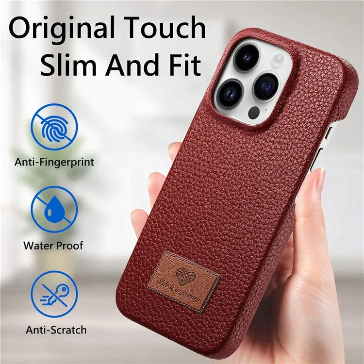 Y5 For iPhone 16 Pro Max Case Litchi Texture Leather+TPU Slim Phone Cover