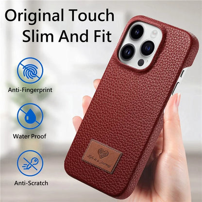 Y5 For iPhone 16 Pro Max Case Litchi Texture Leather+TPU Slim Phone Cover