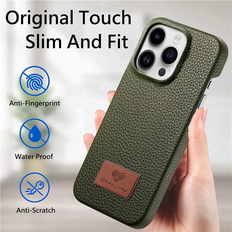 Y5 For iPhone 16 Pro Max Case Litchi Texture Leather+TPU Slim Phone Cover