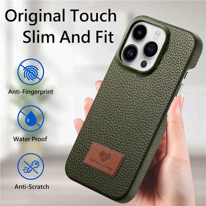 Y5 For iPhone 16 Pro Max Case Litchi Texture Leather+TPU Slim Phone Cover