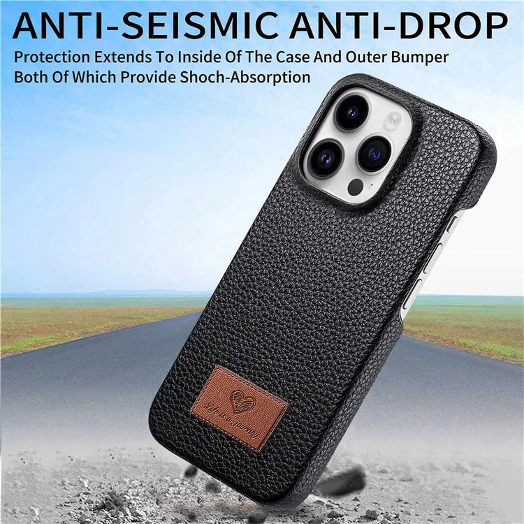 Y5 For iPhone 16 Pro Case Litchi Texture Leather+TPU Slim Phone Cover