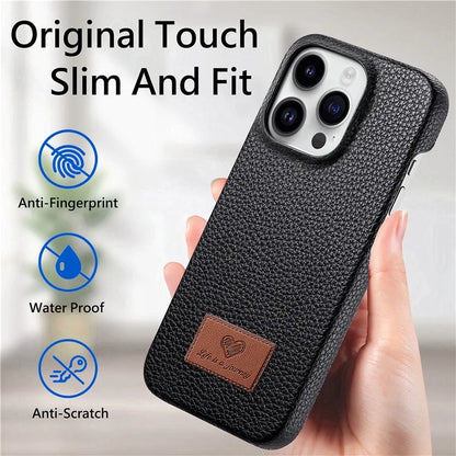 Y5 For iPhone 16 Pro Case Litchi Texture Leather+TPU Slim Phone Cover