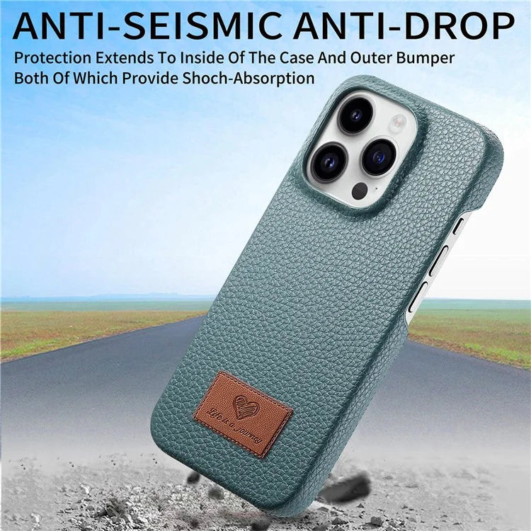 Y5 For iPhone 16 Pro Case Litchi Texture Leather+TPU Slim Phone Cover