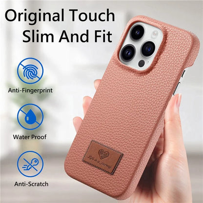 Y5 For iPhone 16 Pro Case Litchi Texture Leather+TPU Slim Phone Cover