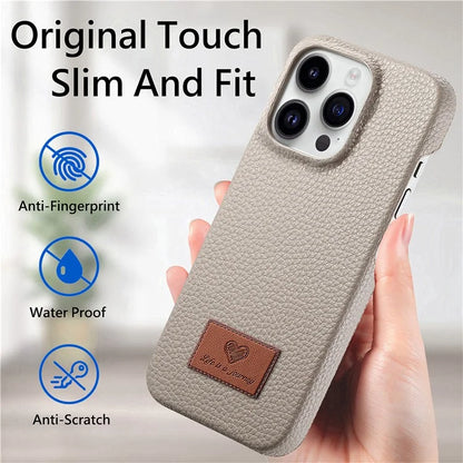 Y5 For iPhone 16 Pro Case Litchi Texture Leather+TPU Slim Phone Cover