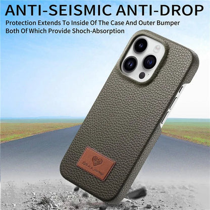 Y5 For iPhone 16 Pro Case Litchi Texture Leather+TPU Slim Phone Cover