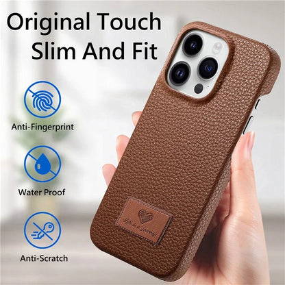 Y5 For iPhone 16 Pro Case Litchi Texture Leather+TPU Slim Phone Cover