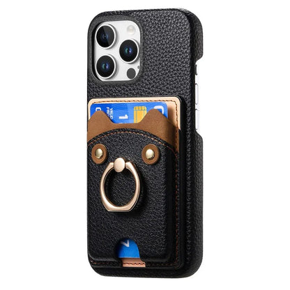 Y6 For iPhone 16 Pro Max Case Cute Bear Design PU Leather+TPU Card Holder Phone Cover