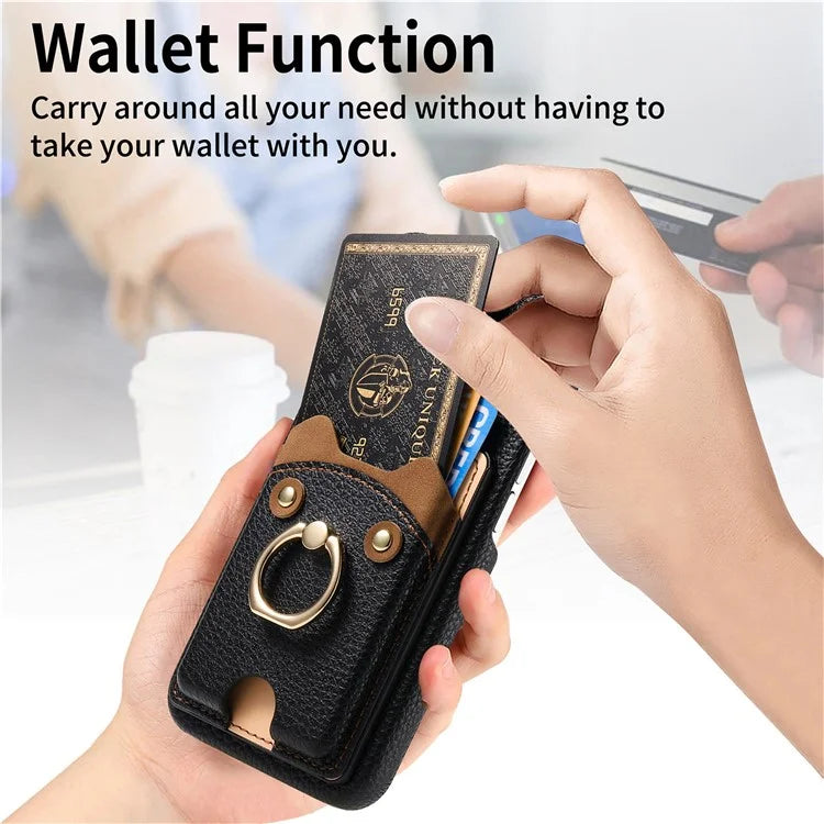 Y6 For iPhone 16 Pro Max Case Cute Bear Design PU Leather+TPU Card Holder Phone Cover