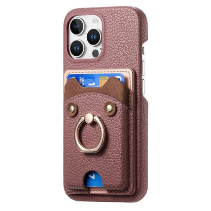 Y6 For iPhone 16 Pro Max Case Cute Bear Design PU Leather+TPU Card Holder Phone Cover