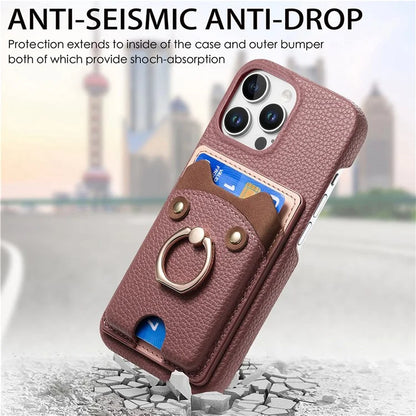Y6 For iPhone 16 Pro Max Case Cute Bear Design PU Leather+TPU Card Holder Phone Cover