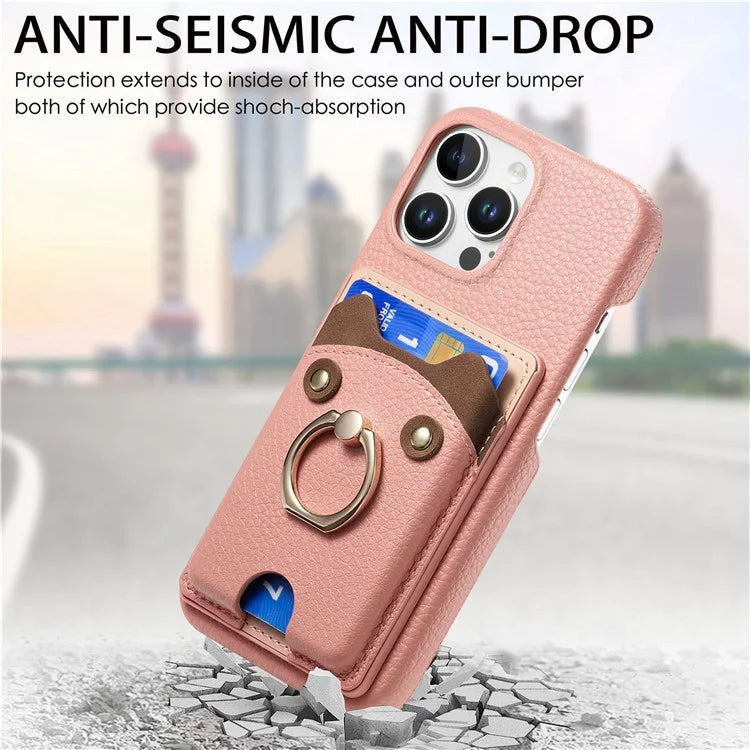 Y6 For iPhone 16 Pro Max Case Cute Bear Design PU Leather+TPU Card Holder Phone Cover