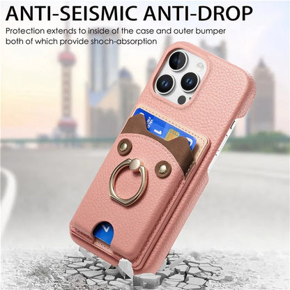 Y6 For iPhone 16 Pro Max Case Cute Bear Design PU Leather+TPU Card Holder Phone Cover