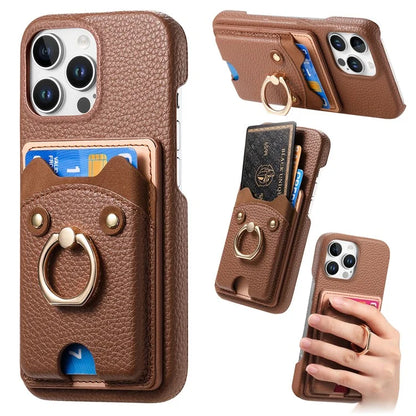 Y6 For iPhone 16 Pro Max Case Cute Bear Design PU Leather+TPU Card Holder Phone Cover