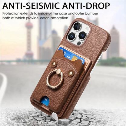 Y6 For iPhone 16 Pro Max Case Cute Bear Design PU Leather+TPU Card Holder Phone Cover