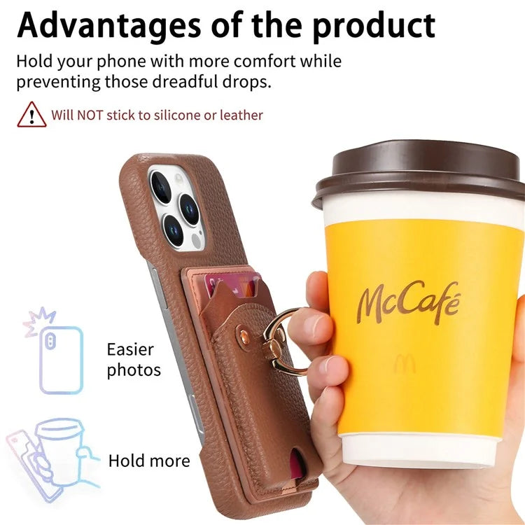 Y6 For iPhone 16 Pro Max Case Cute Bear Design PU Leather+TPU Card Holder Phone Cover
