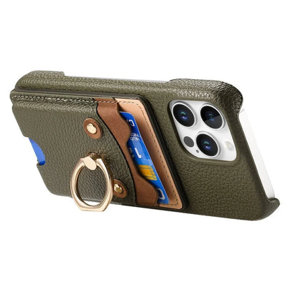 Y6 For iPhone 16 Pro Max Case Cute Bear Design PU Leather+TPU Card Holder Phone Cover
