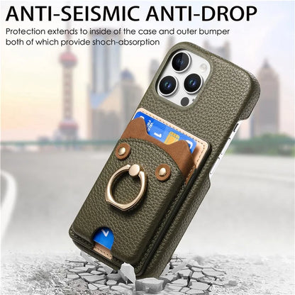 Y6 For iPhone 16 Pro Max Case Cute Bear Design PU Leather+TPU Card Holder Phone Cover