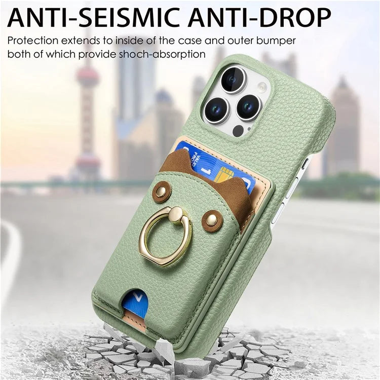 Y6 For iPhone 16 Pro Max Case Cute Bear Design PU Leather+TPU Card Holder Phone Cover