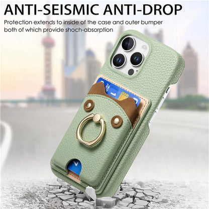 Y6 For iPhone 16 Pro Max Case Cute Bear Design PU Leather+TPU Card Holder Phone Cover