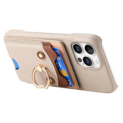Y6 For iPhone 16 Pro Max Case Cute Bear Design PU Leather+TPU Card Holder Phone Cover