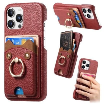 Y6 For iPhone 16 Pro Max Case Cute Bear Design PU Leather+TPU Card Holder Phone Cover