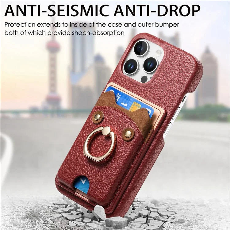 Y6 For iPhone 16 Pro Max Case Cute Bear Design PU Leather+TPU Card Holder Phone Cover