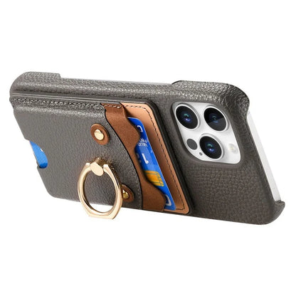 Y6 For iPhone 16 Pro Max Case Cute Bear Design PU Leather+TPU Card Holder Phone Cover