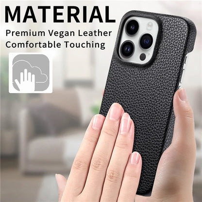 Y1 For iPhone 16 Pro Case Shockproof Litchi Texture Leather+PC Phone Cover