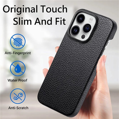Y1 For iPhone 16 Pro Case Shockproof Litchi Texture Leather+PC Phone Cover