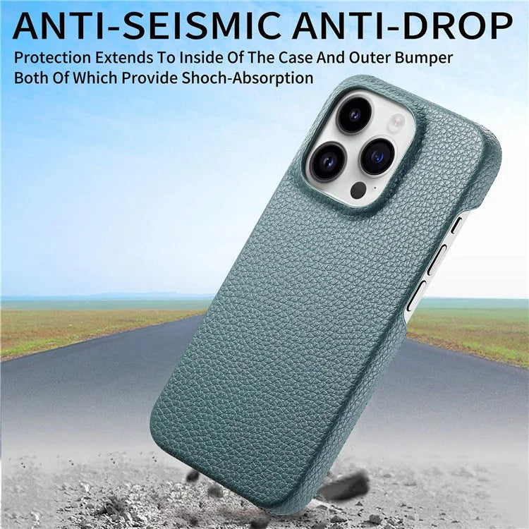 Y1 For iPhone 16 Pro Case Shockproof Litchi Texture Leather+PC Phone Cover