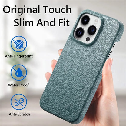 Y1 For iPhone 16 Pro Case Shockproof Litchi Texture Leather+PC Phone Cover