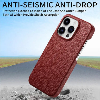 Y1 For iPhone 16 Pro Case Shockproof Litchi Texture Leather+PC Phone Cover