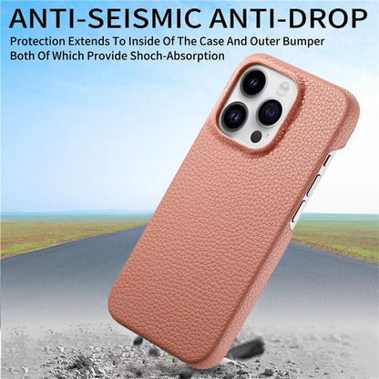 Y1 For iPhone 16 Pro Case Shockproof Litchi Texture Leather+PC Phone Cover