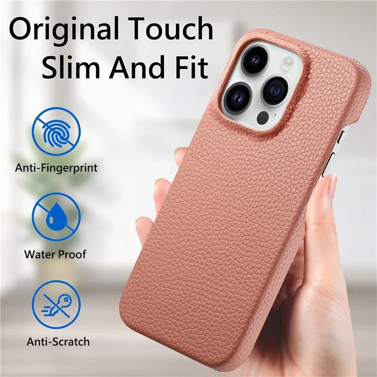 Y1 For iPhone 16 Pro Case Shockproof Litchi Texture Leather+PC Phone Cover