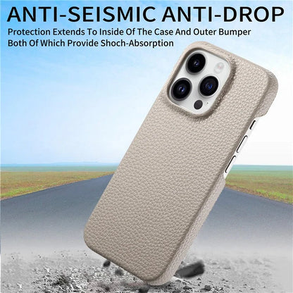 Y1 For iPhone 16 Pro Case Shockproof Litchi Texture Leather+PC Phone Cover